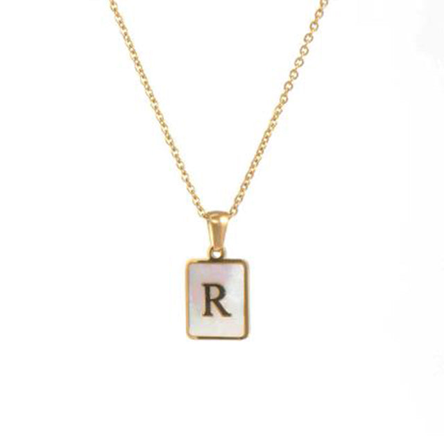 Letter R Mother of Pearl Initial Necklace