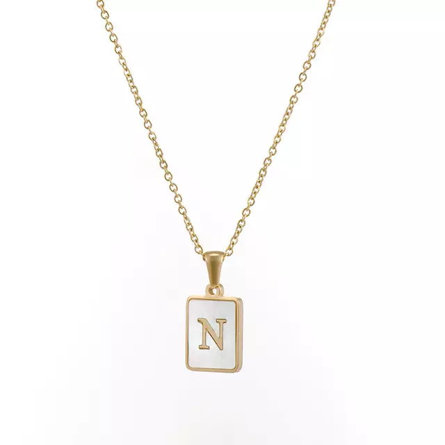 Letter N Mother of Pearl Initial Necklace