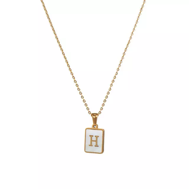 Letter H Mother of Pearl Initial Necklace