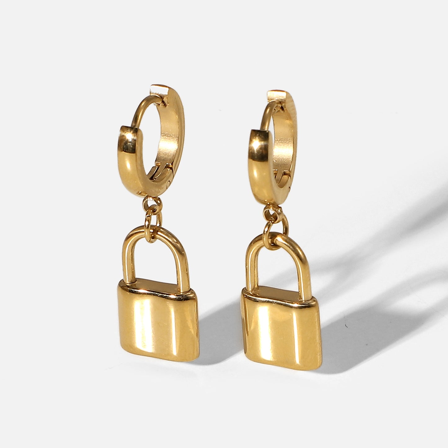 Mia Lock Charm Huggie Earrings