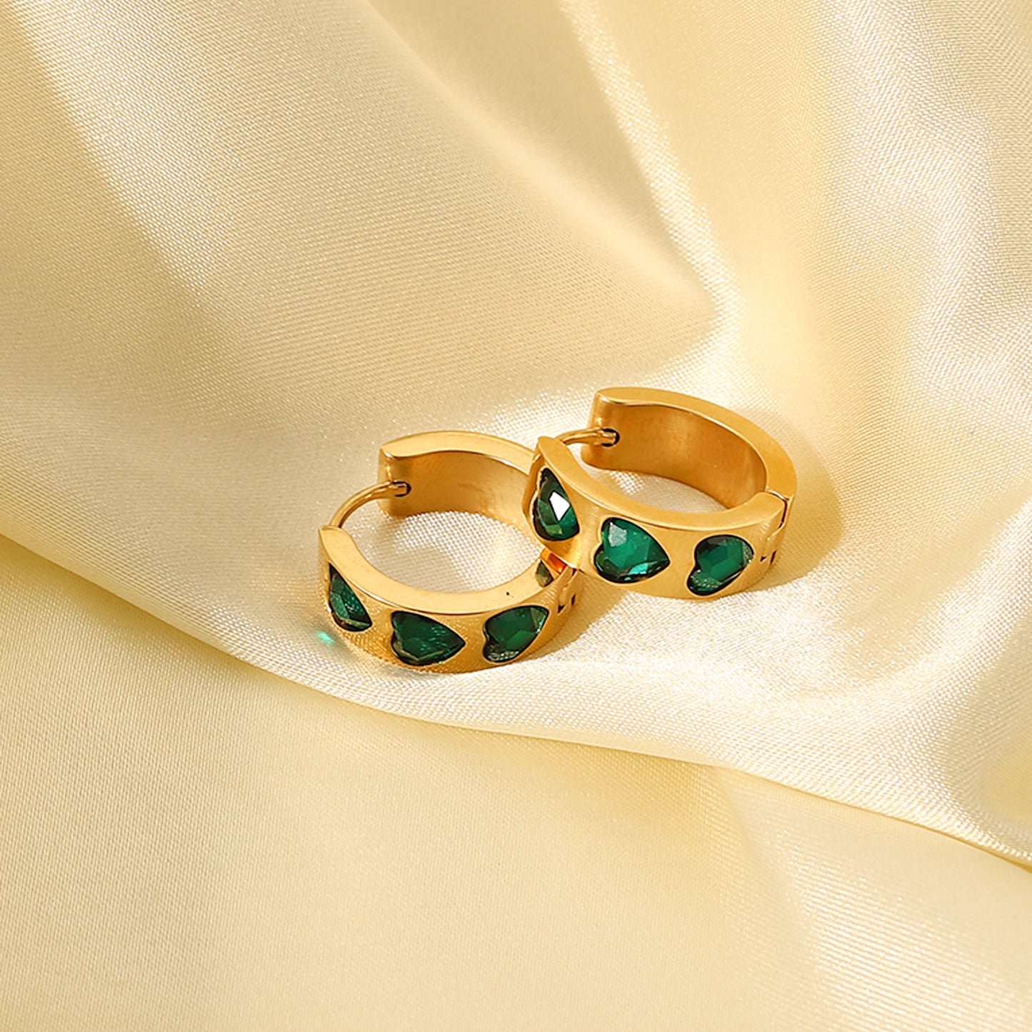 Salome Emerald Hoop Earrings