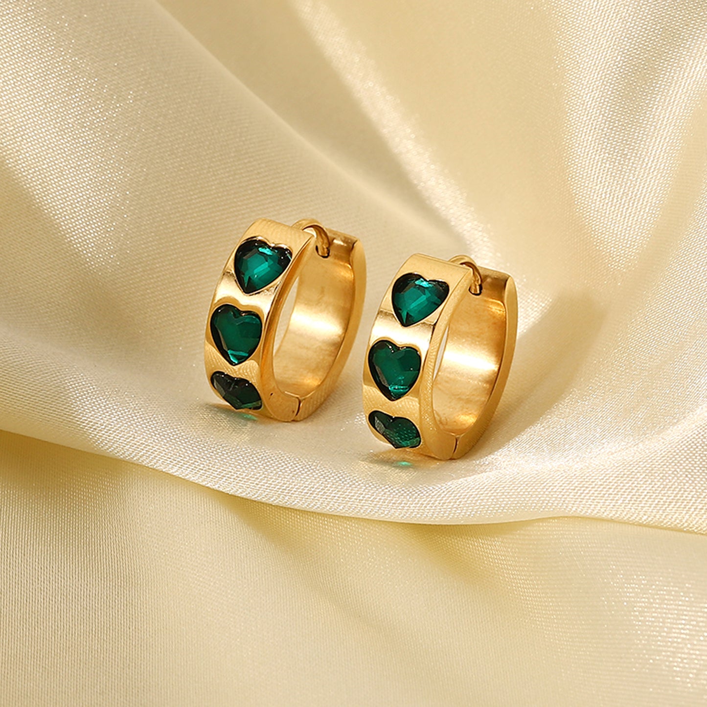 Salome Emerald Hoop Earrings