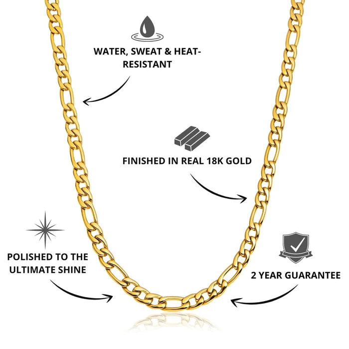 9mm Gold Figaro Chain