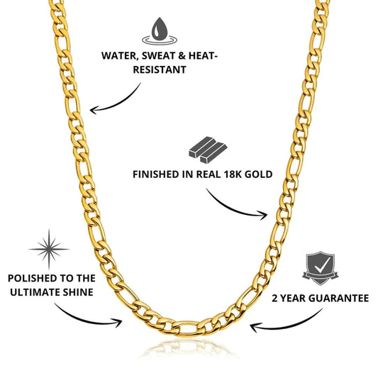 9mm Gold Figaro Chain