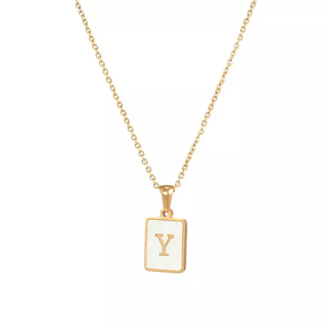 Letter Y Mother of Pearl Initial Necklace