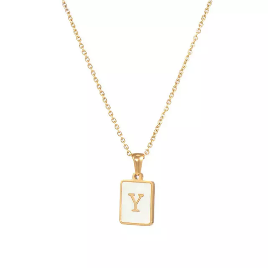 Letter Y Mother of Pearl Initial Necklace