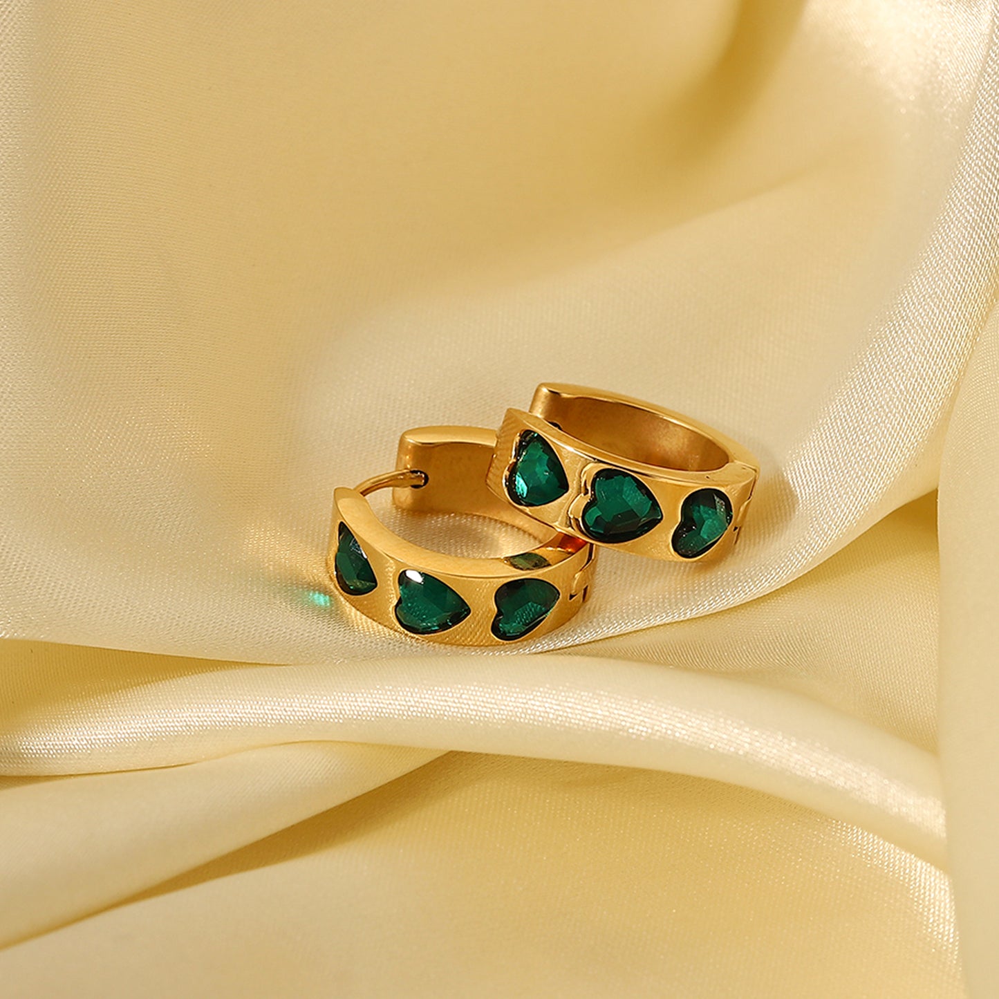 Salome Emerald Hoop Earrings