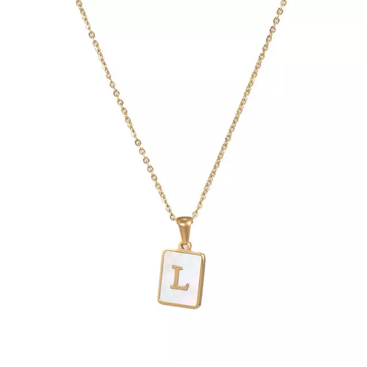 Letter L Mother of Pearl Initial Necklace