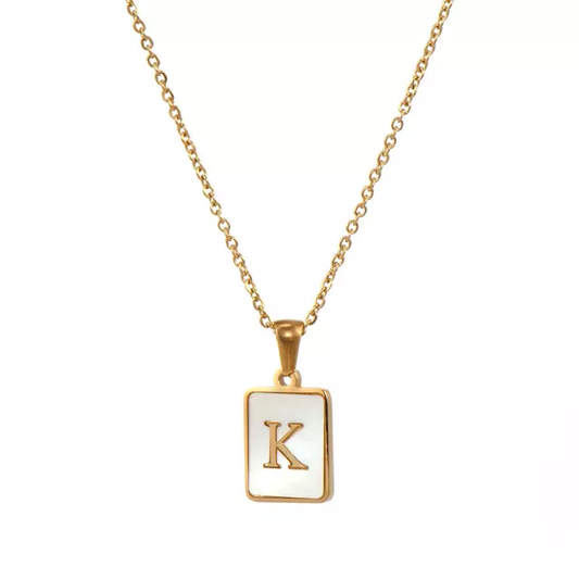 Letter K Mother of Pearl Initial Necklace