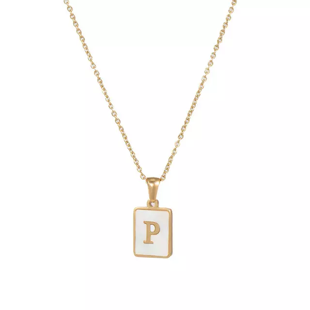 Letter P Mother of Pearl Initial Necklace