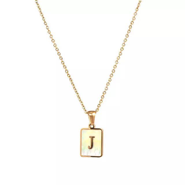 Letter J Mother of Pearl Initial Necklace